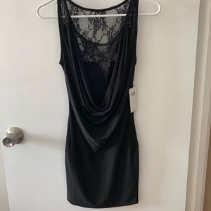 Black sheer open front dress